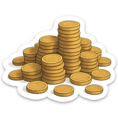ghibli style pile of gold coins sticker
