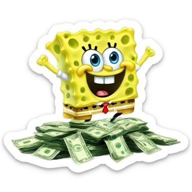 SpongeBob SquarePants messing his money up sticker