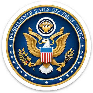 Seal of the President of the United States dark blue and gold with blue outline sticker
