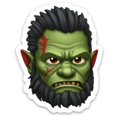 Armored Berserker orc with red beard & red mohican sticker
