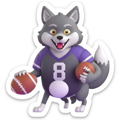 wolf holding a football sticker
