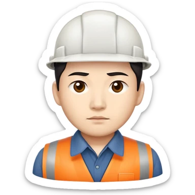 asian workers photorealistic serious sticker