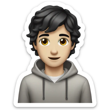 boy black hair pale skin gray eyes sticker