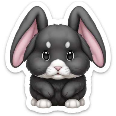 Black rabbit mini lop with ears up  sticker