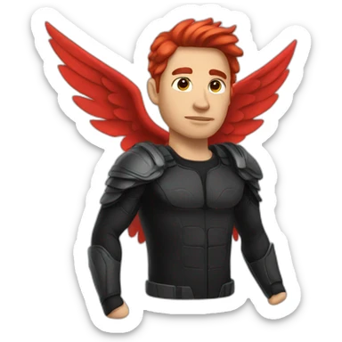 men black with red hair and wings sticker