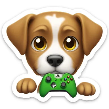 Dog holding Xbox controller  sticker