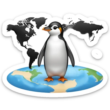 Pinguin auf Weltkarte sticker