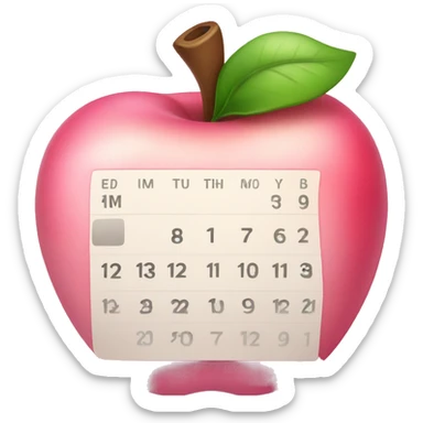 pink apple calendar sticker