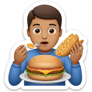 Big fat person eating lots of food sticker