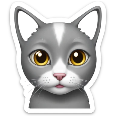 Gray cat with white tummy and pink bow sticker