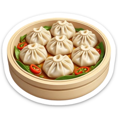 Cinematic Realistic Jiaozi Dish Emoji, depicted as delicate, handcrafted dumplings filled with savory meat and vegetables, rendered with detailed textures and warm, inviting lighting. sticker