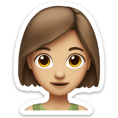 Girl whit brown hair long and cute sticker