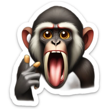 Funny Mandrill with a human look putting his index finger in his nose sticker