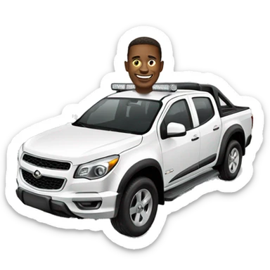 Man driving a white Holden Colorado  sticker