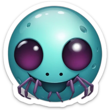 planet Mercury with a cartoon nauseated spider face sticker