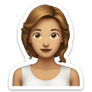 MUJER CON PELO LARGO CASTAÑO, PIEL CLARA, OJOS MARRONES sticker