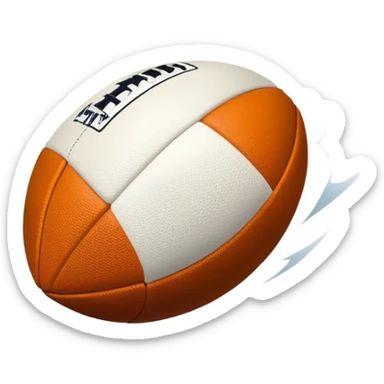 Cinematic Realistic image of an AFL ball captured mid-flight with dynamic motion blur and finely detailed rugged textures, set under dramatic stadium lighting that evokes high-energy athleticism sticker