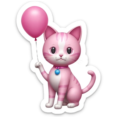 Make a pink cat with a balloon head, no the head is a balloon with the details of the cat head on the balloon head, make the body visible enough to where it’s big enough to be roughly the size of a cat body and make sure THAT THE CATS HEAD IS A BALLOON sticker