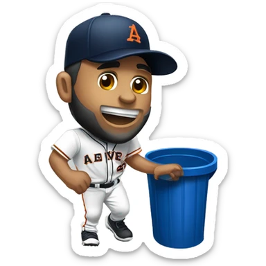 Jose altuve smacking a trash can sticker