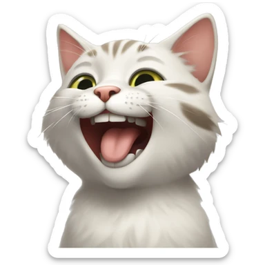 Cat laughing hearts sticker