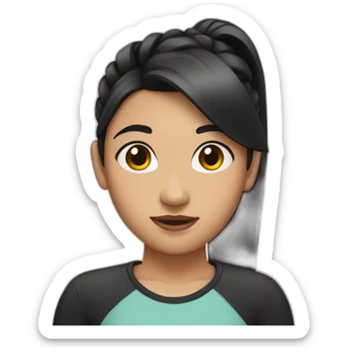 Girl with black hair, ponytail and two front locks. sticker