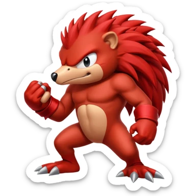 Sonic the hedgehogs friend knuckles a red animal  sticker