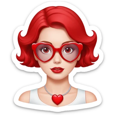 lana del rey with heart shaped red glasses  sticker