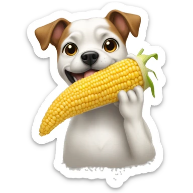 A dog eating corn sticker