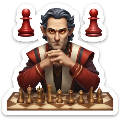 Romanian man playing chess with a demon sticker