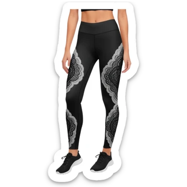 an aesthetic sophisticated legging/stocking/tight with lace pattern  sticker