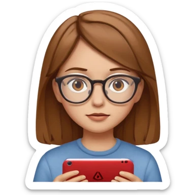 una ragazza con capelli castano chiaro con occhiali guarda netflix sticker