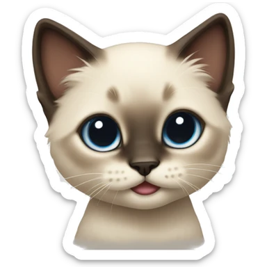 fluffy Siamese kitten play sticker
