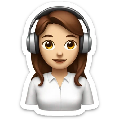 A brown-hair girl in white headphones with a Claret-colored glass of coffee sticker