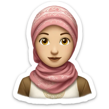 Russian girl in a traditional headscarf sticker