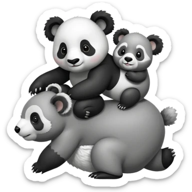 one Small Panda riding one big koala’s back sticker