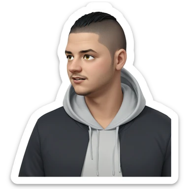 black-haired boy in hoodie sticker