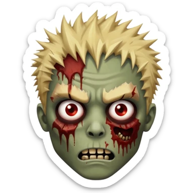 zombie face with spiky hair with blonde patch on the left and make him brownskin sticker
