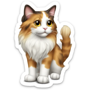 Long hair Calico girly cat full body sticker