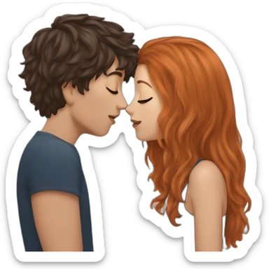 a auburn short haired boy kissing auburn long haired girl kissed sticker