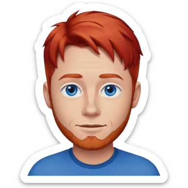 Dave Farrell with blue eyes, red hair sticker