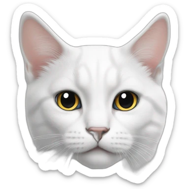 White cat with big black spots sticker
