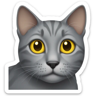 Grey cat with yellow eys sticker