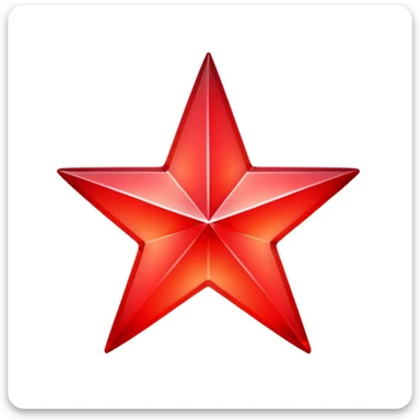 Glossy red star emoji with a neon red glow. Slightly tilted for dynamic feel. Crystal-like surface with sparkles and inner gradient. Smooth beveled edges for 3D effect. Futuristic, playful style. Transparent background. sticker