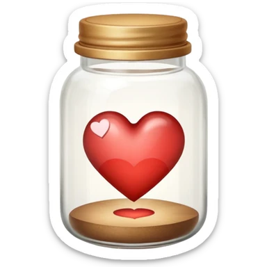 Small glass jar with a heart inside, minimalist style, muted warm tones, symbolizing gratitude practice. sticker