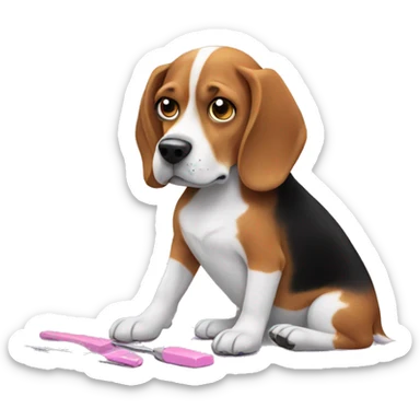 Beagle doing nails sticker