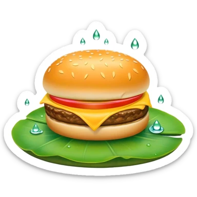 Cheese burger with Lilly pad   sticker
