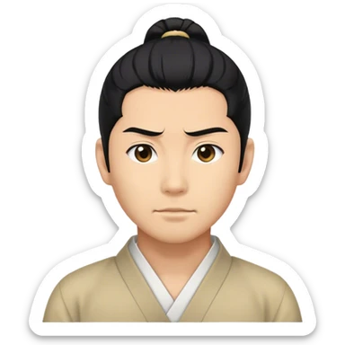 Pony tail Japanese man with black hair sticker