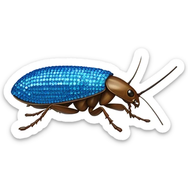 Blue bedazzled cockroach sticker