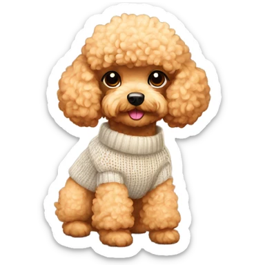 Apricot Toy poodle with sweater sticker