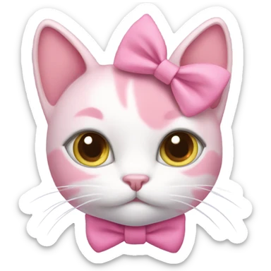 pink cat with pink bow  sticker